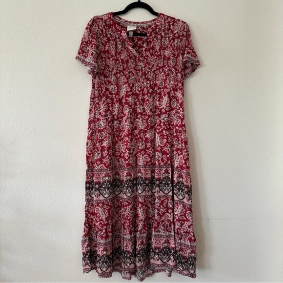 Red and Black Floral Maxi Dress - Picture 1 of 1